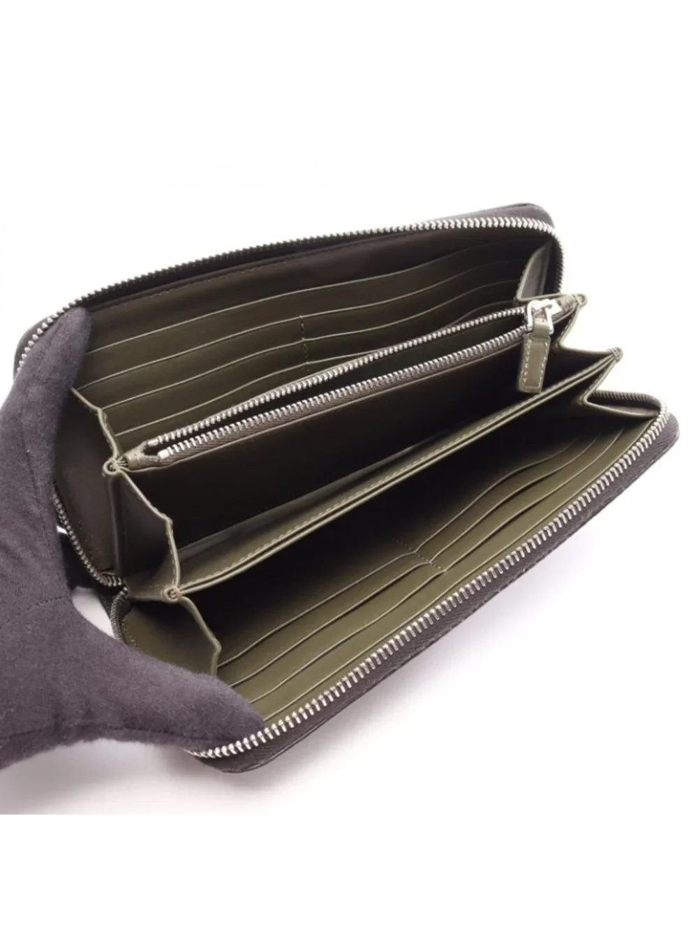 Prada Round Length Wallet Black Leather Triangle Logo
